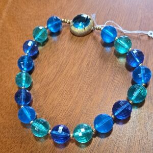 Vintage Chocker Type Blue-Green  Bead Necklace Unbranded